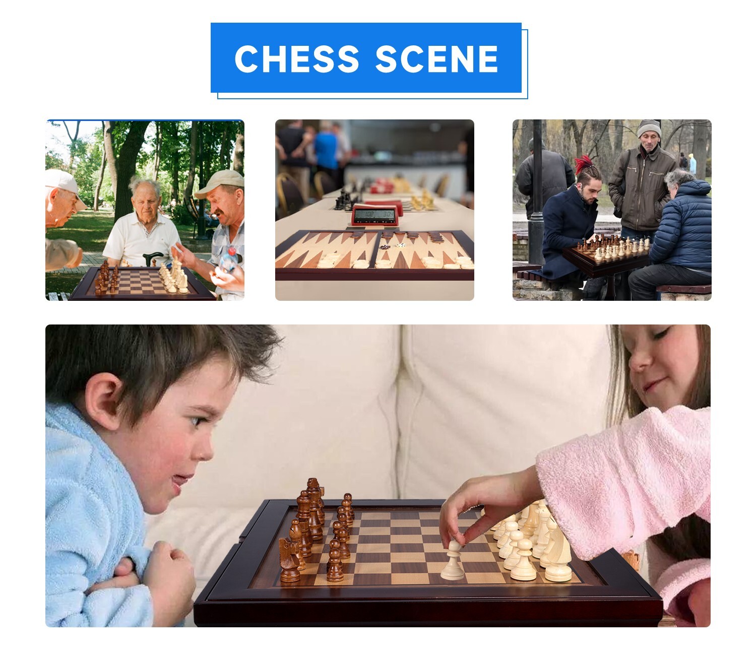 3-in-1 Mahogany Chess/Checkers/Backgammon Table with Chess/Checkers Game Pieces