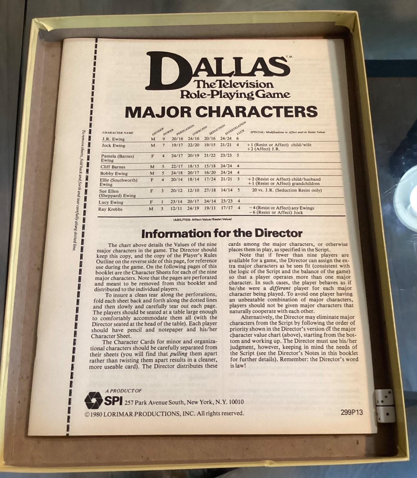 Dallas The Television Role Playing Board Game SPI 2990 Complete + Unpunched Rare