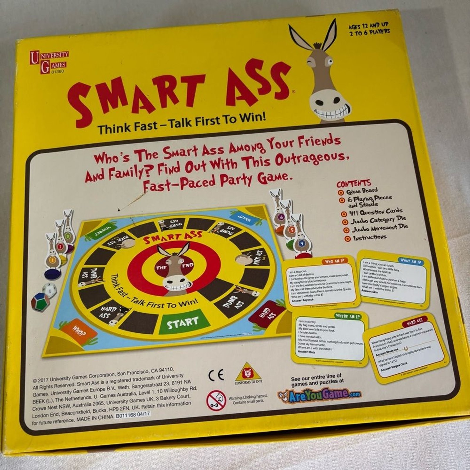 University Games Smart A** Trivia Board Game Complete Ages 12 and Up