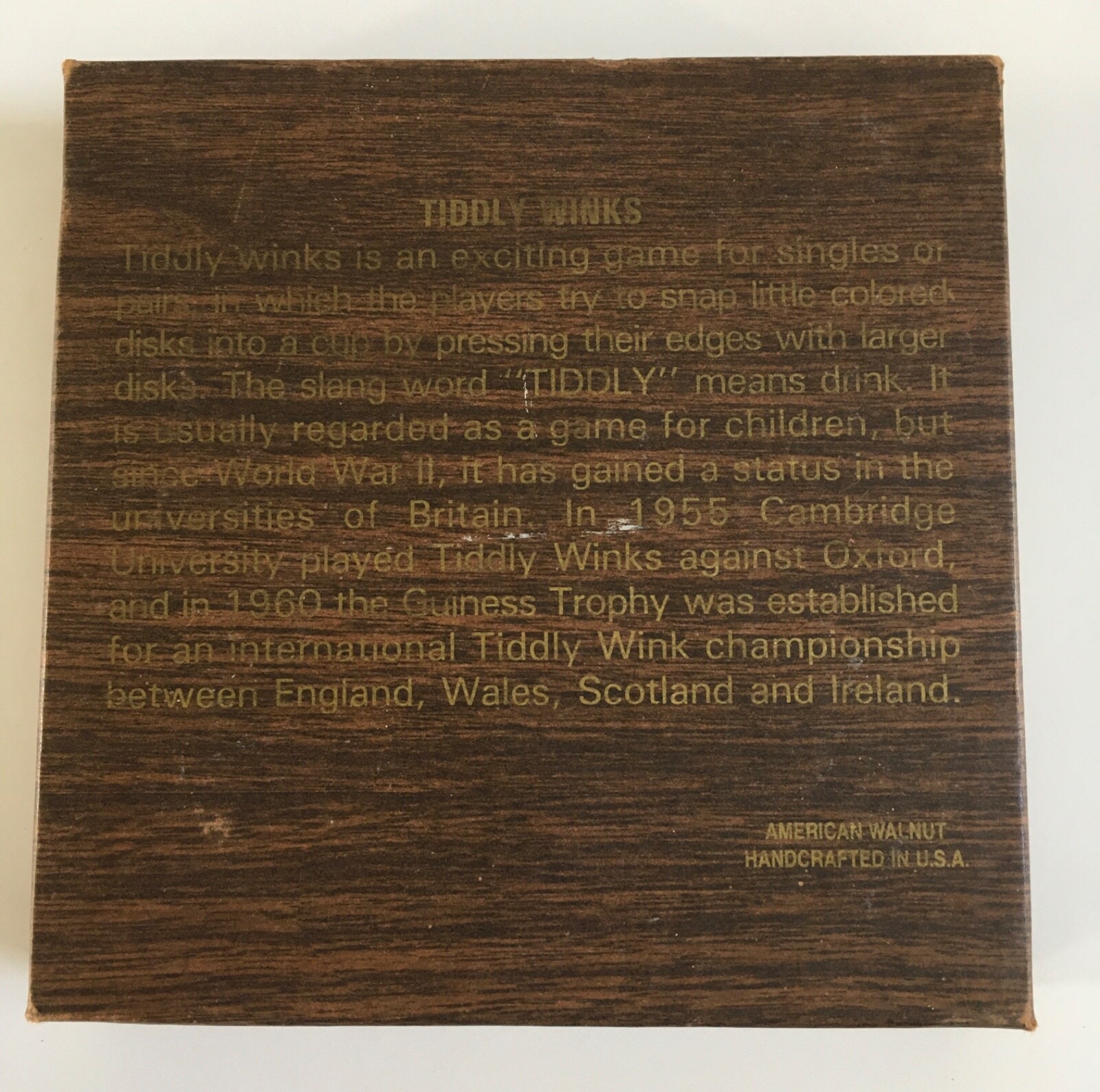 Vintage Tiddly Winks The Drueke Co. No 1998 American Walnut Wood NEW & SEALED