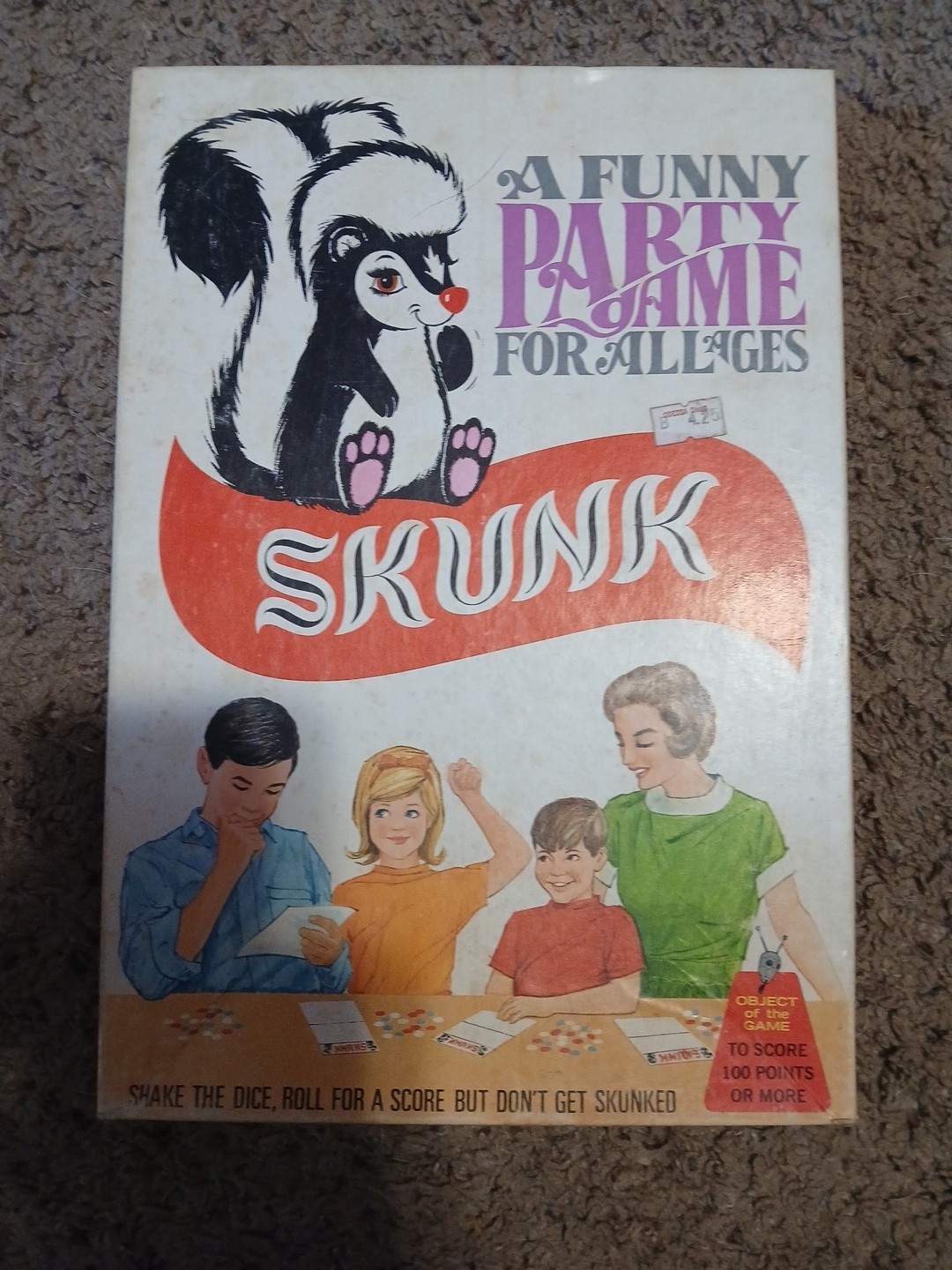 Vintage Skunk Board Game Schaper # 250 Party Game for All Ages 1968 No Dice