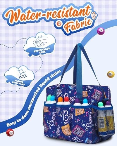 Bingo Bag with Pockets for Daubers Dabbers Dobbers Dotters Casino Bingo Game Acc