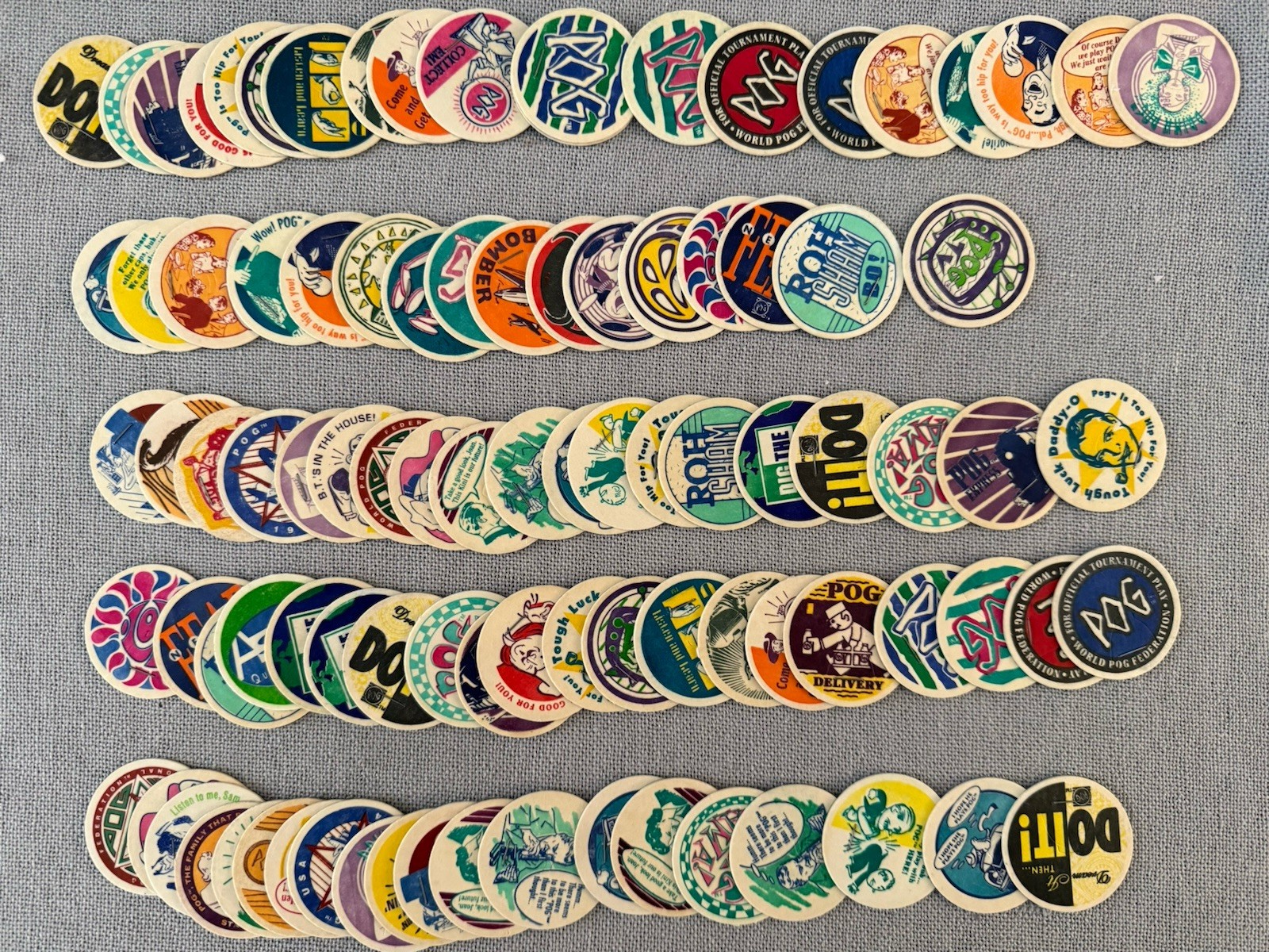 World POG Federation~95+ Original Pogs~Matte Finish Milk Caps~Little Tab~Staple