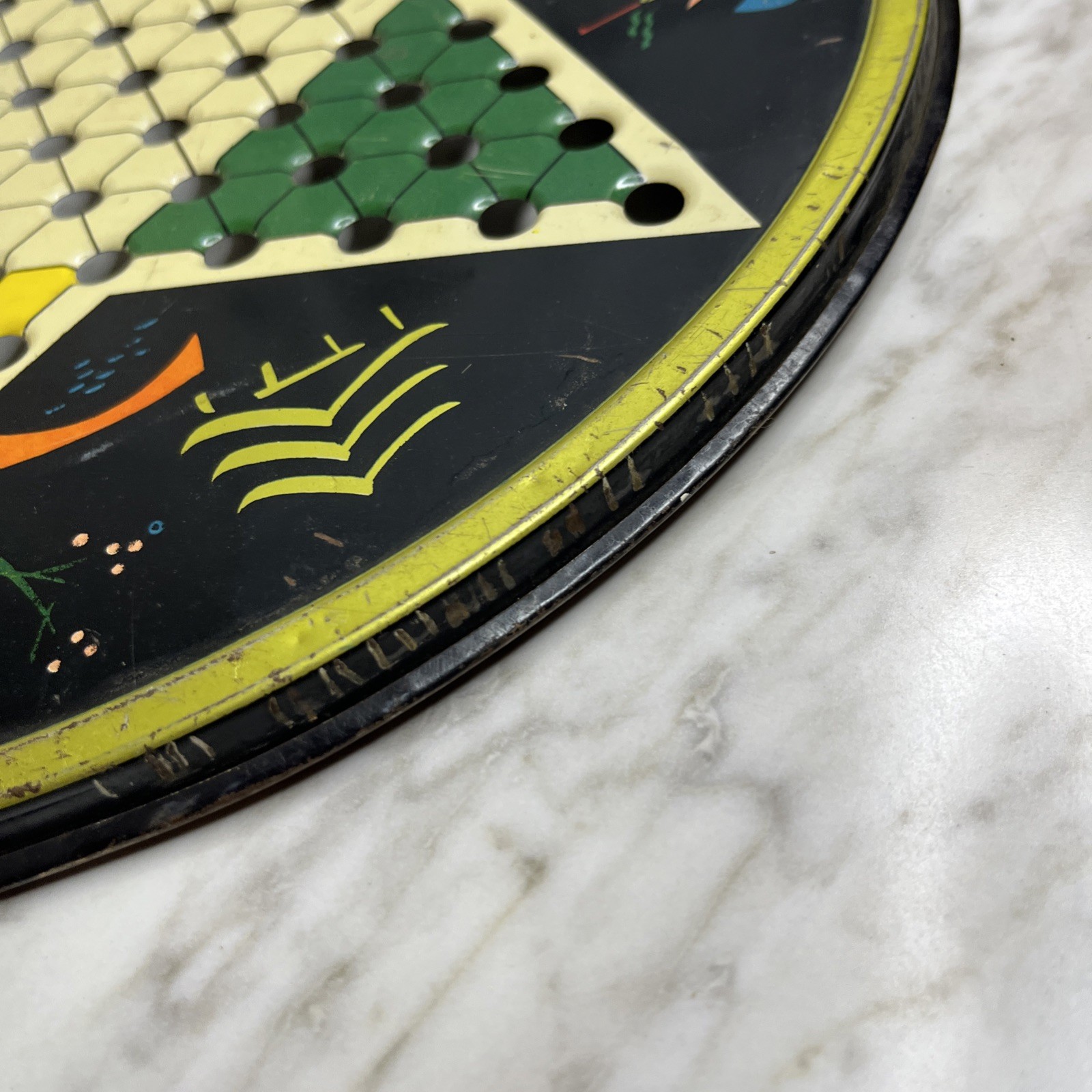 Vintage Pressman Toy Corp Chinese Checker Board Round Metal Multicolor 1153 USA