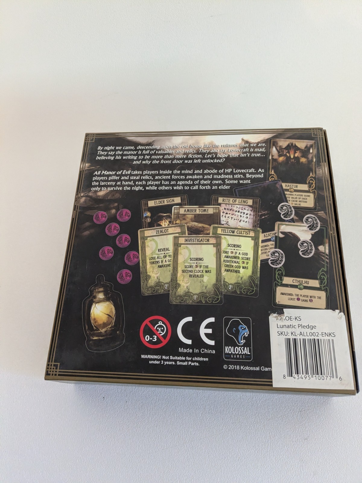 All Manor of Evil Board Game Kolossal Games Chance Riiven 2018 COMPLETE