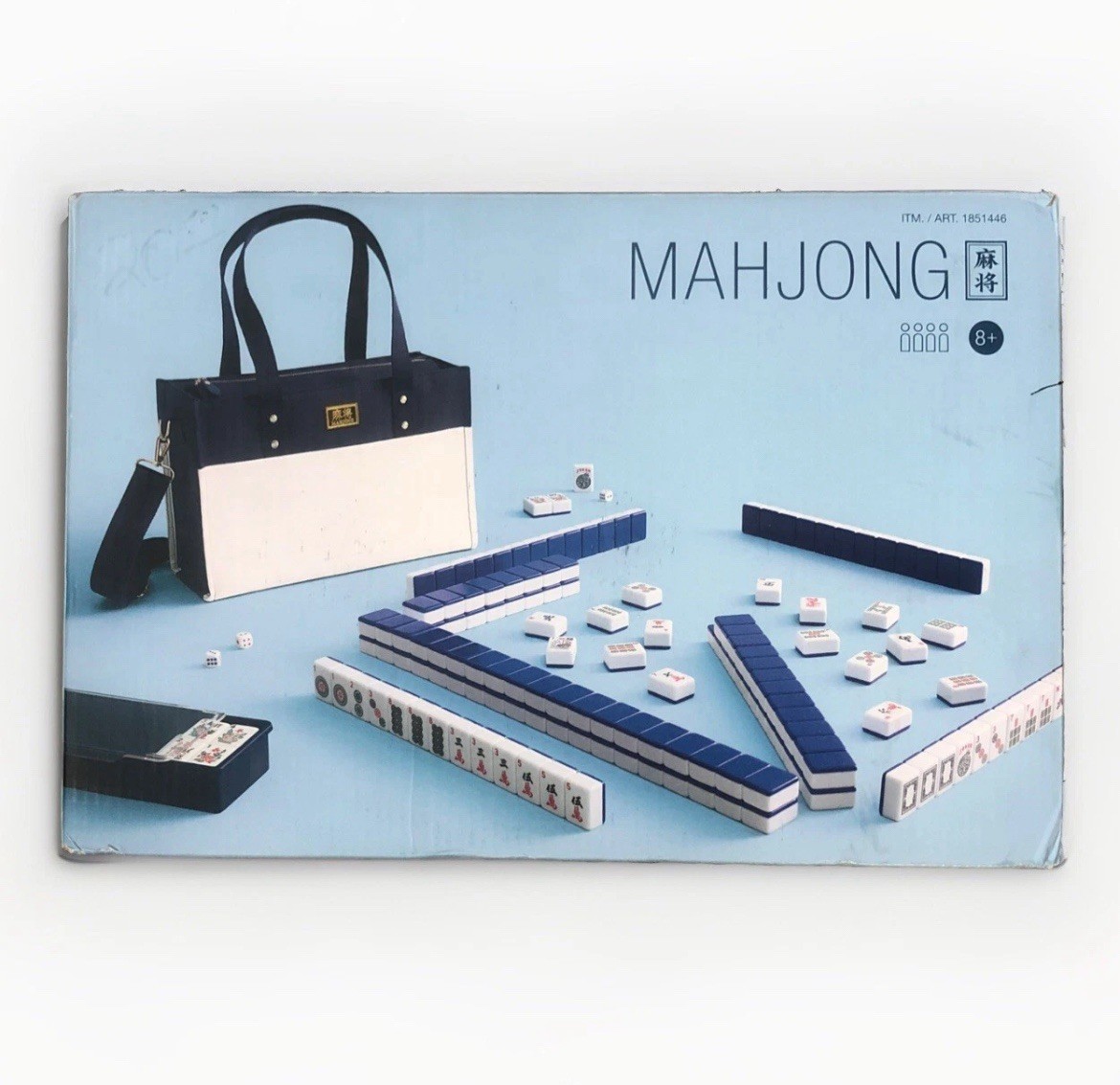 Mahjong Tile Set Game w/Storage Tote 166pc, Oversized Tiles For Easy Viewing
