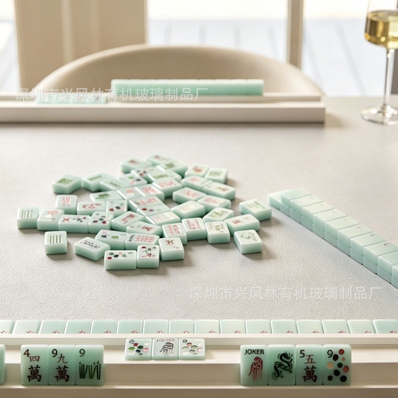 Mint Green American Mahjong Set 160 Pcs Single Layer Tiles Board Games
