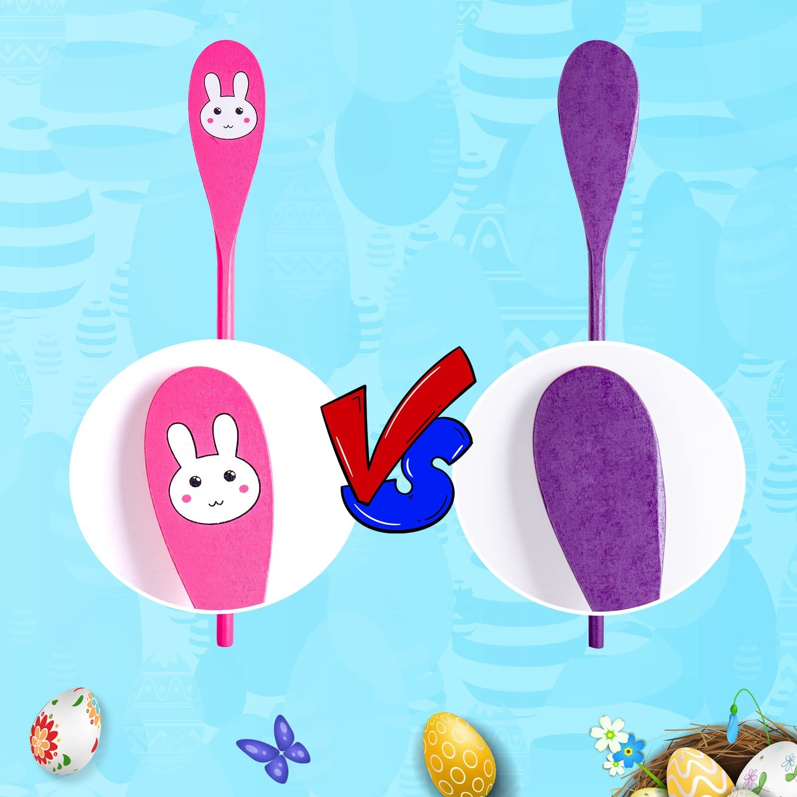 6 Players Easter Egg and Spoon Race Game Set, Easter Party Favor for Kids and…