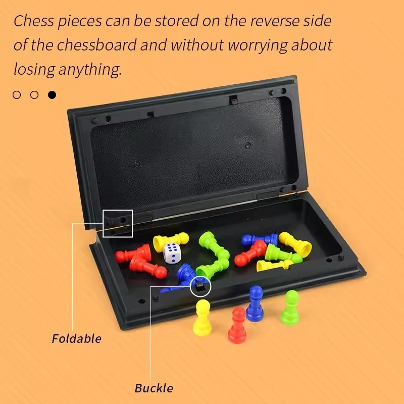 Ludo Game Set Strategy Game Parent Interaction with Foldable Board Travel Family