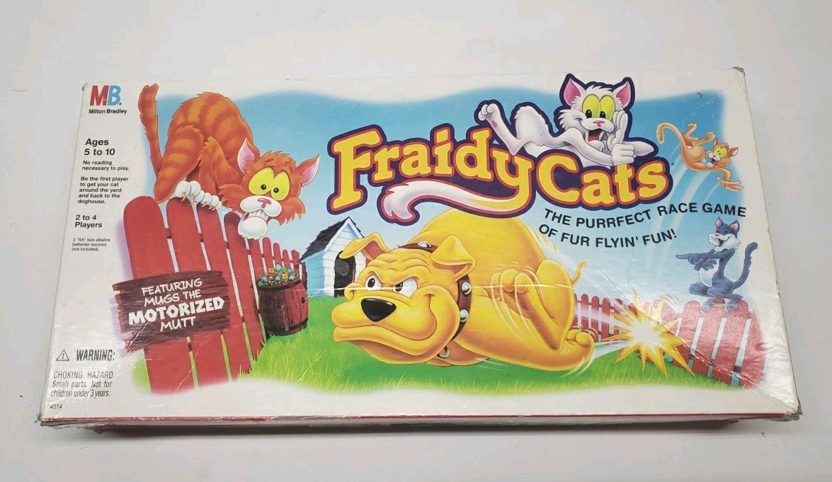 Fraidy Cats Board Game 1994 Vintage Motorized Bulldog Complete Works *READ*