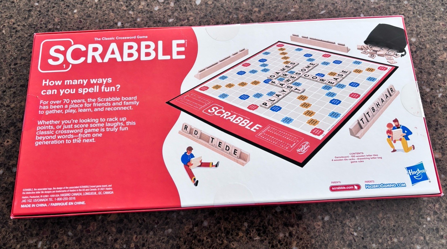 Hasbro Scrabble Word Board Game Complete Set w/ Wooden Tile Racks, 2+ Players 8+