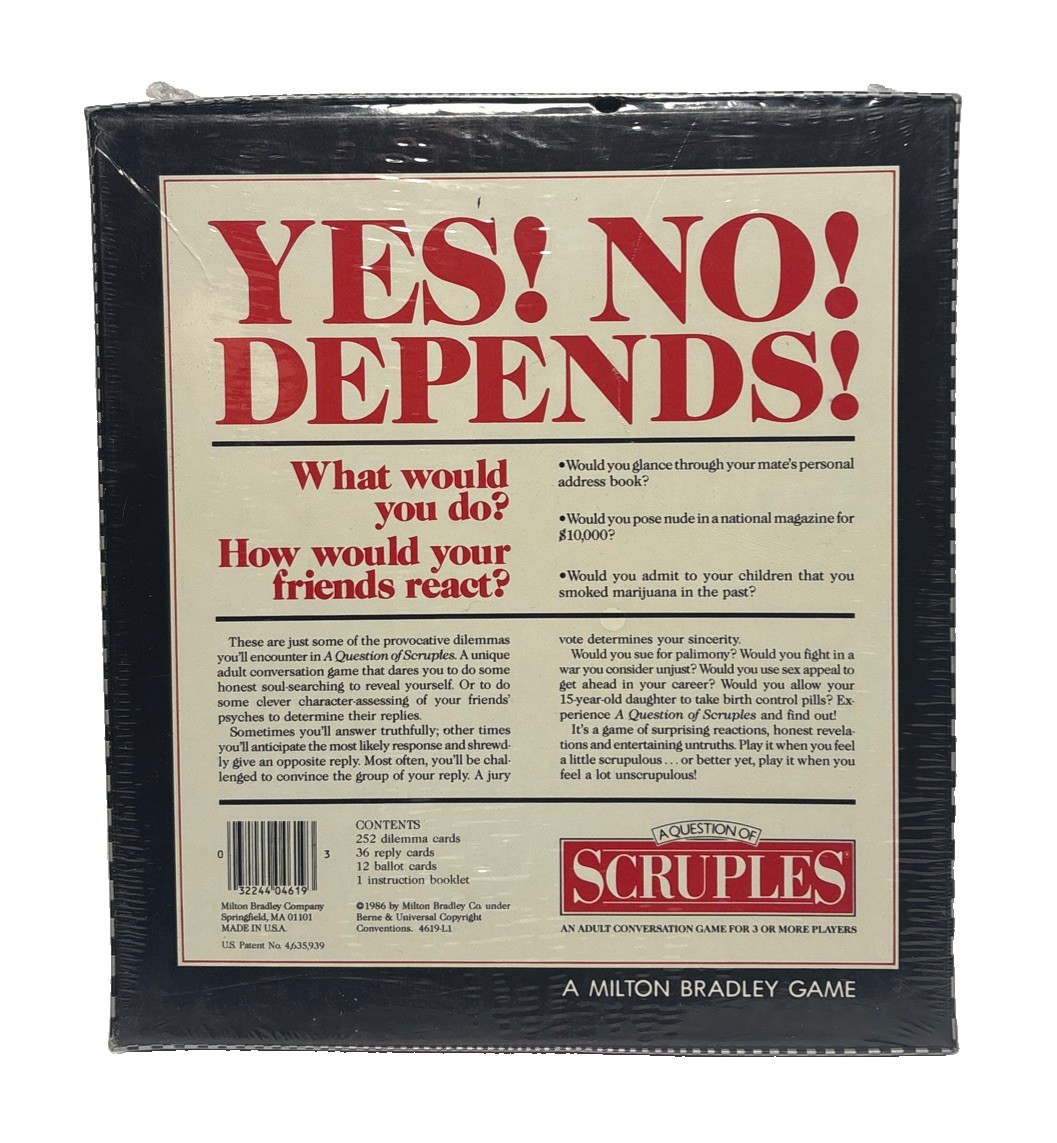 Vintage Scruples 1986 Game Factory Sealed Game Milton Bradley Original Release