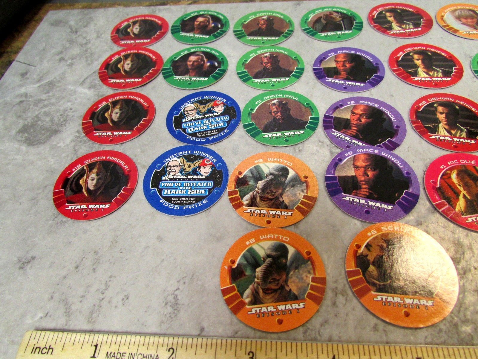 Pog Pogs game set of 26 Star Wars Episode 1 pog playing caps pieces, duplicates