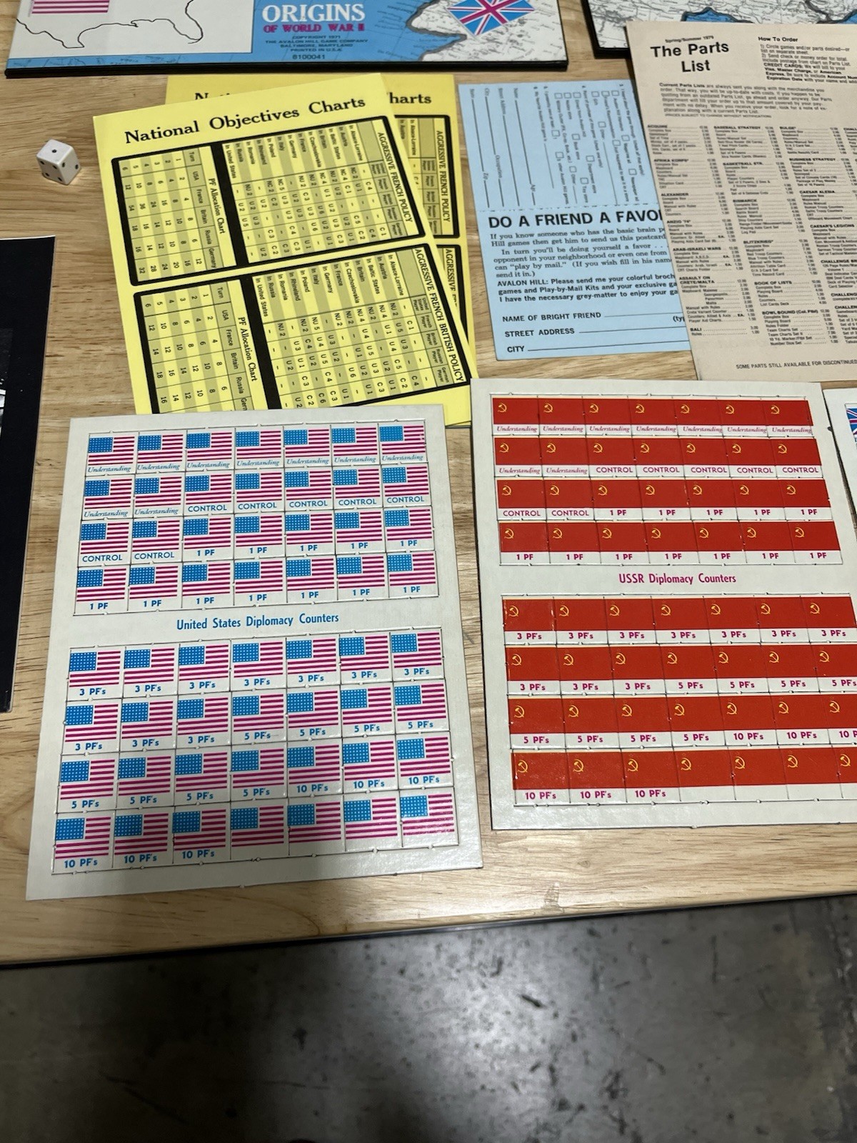 Origins Of World War II 2 Board Game. Unpunched/complete. Avalon Hill Board Game