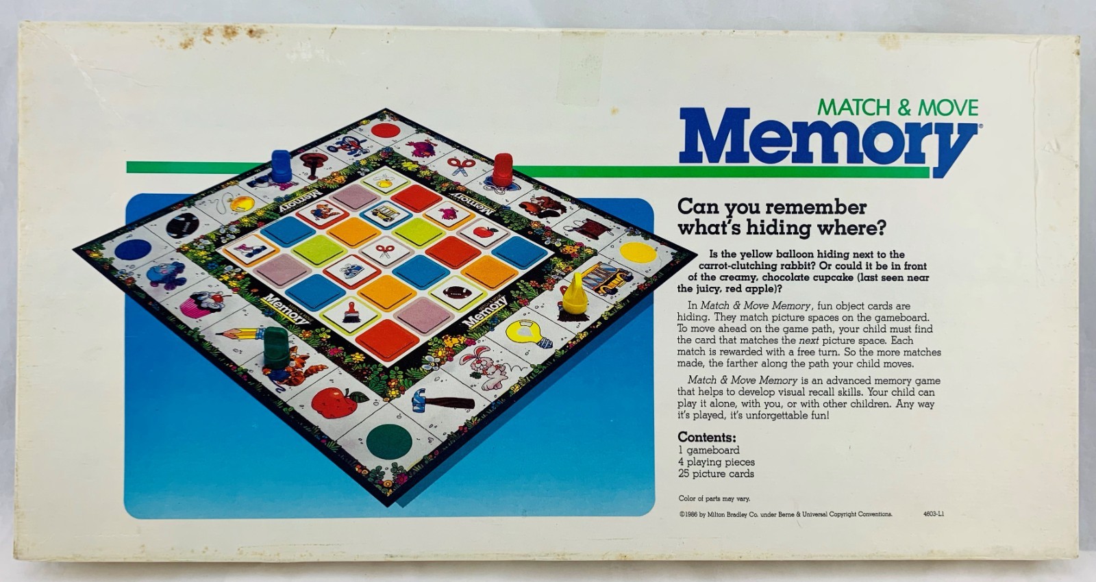 1986 Match & Move Memory Game Milton Bradley Complete in Great Cond FREE SHIP