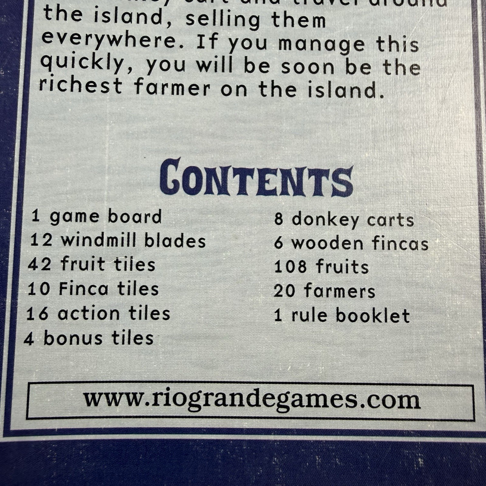 Finca Board Game Rio Grande Games Strategy Mallorcan Harvest 2009 Complete