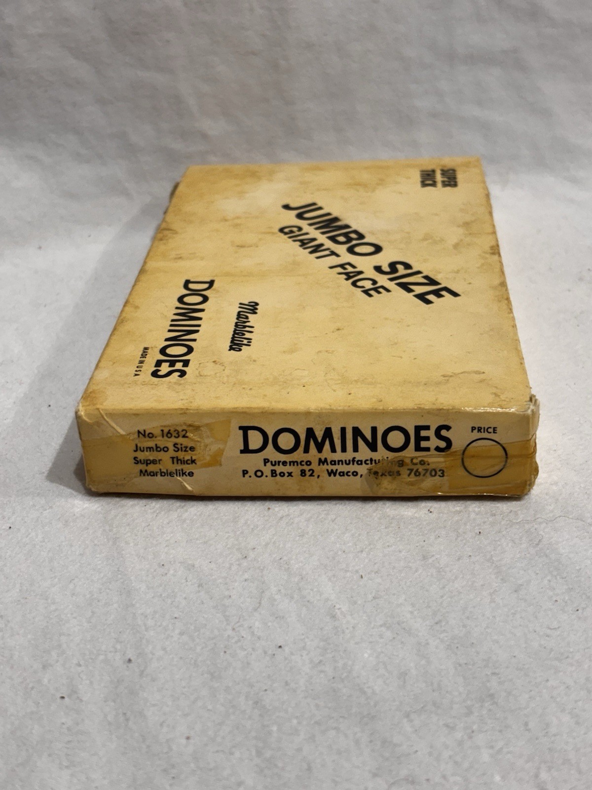 Super Thick Jumbo Size Giant Face Marblelike Dominoes Puremco #1632 Box ** As Is