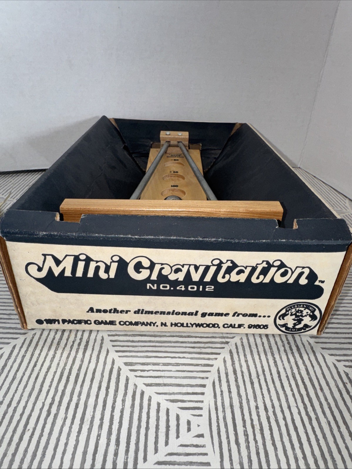 Vintage 1971 Gravitation Shoot The Moon Wood Game w/ Metal Ball + Original Box