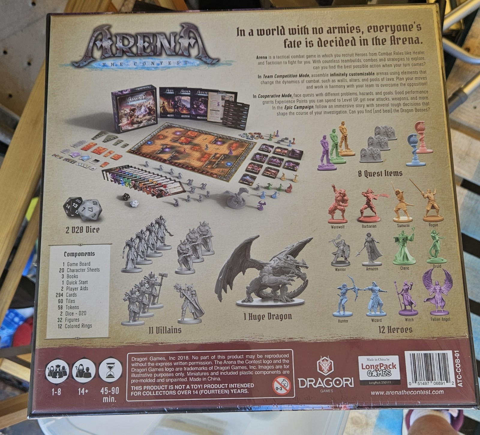 Arena: The Contest – Board Game-24 Miniatures, Inc. Huge Dragon, New-Sealed D&D