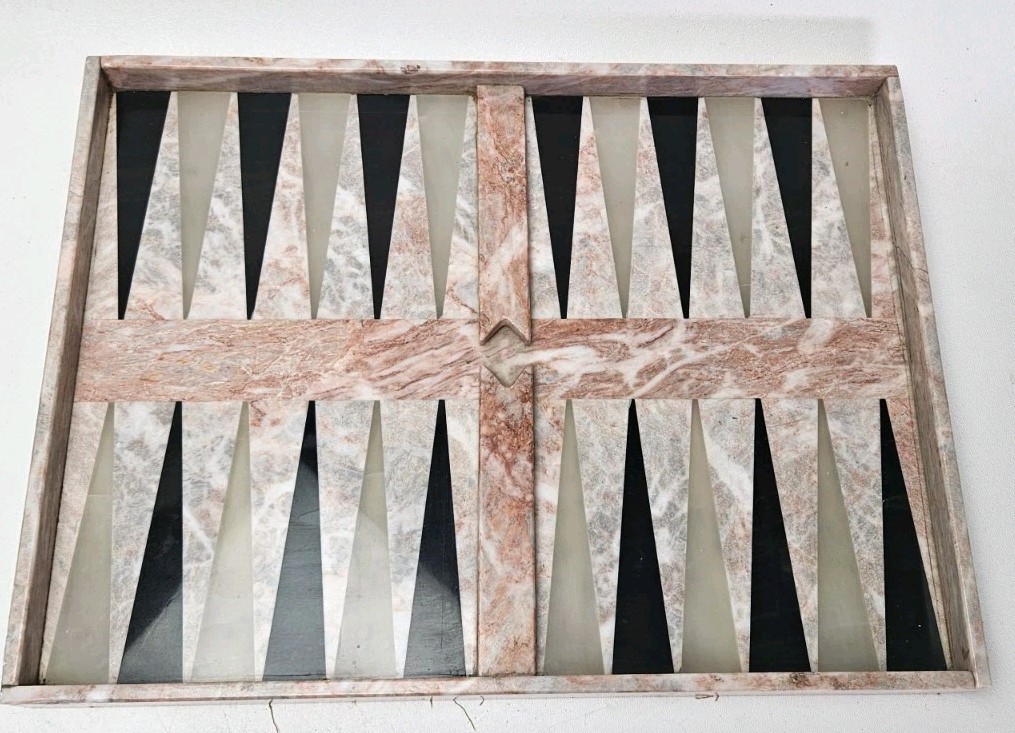 Italian Onyx Marble Backgammon Luxury Playing Board Heavy Stone Table Home Decor