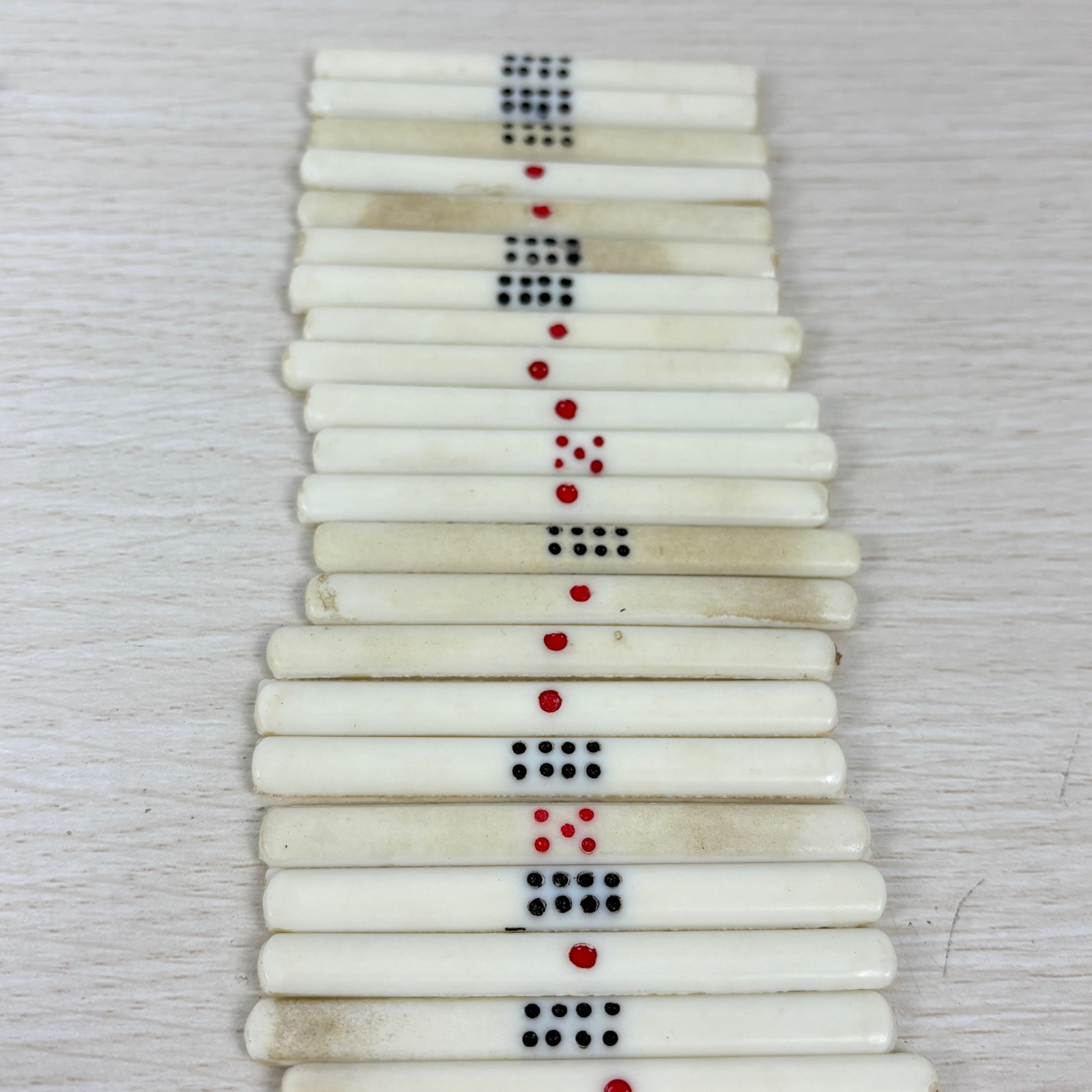 Vintage Japanese Mahjong Tile Set Brown Leather Case 1950s-60s Ivory Tiles AS-IS