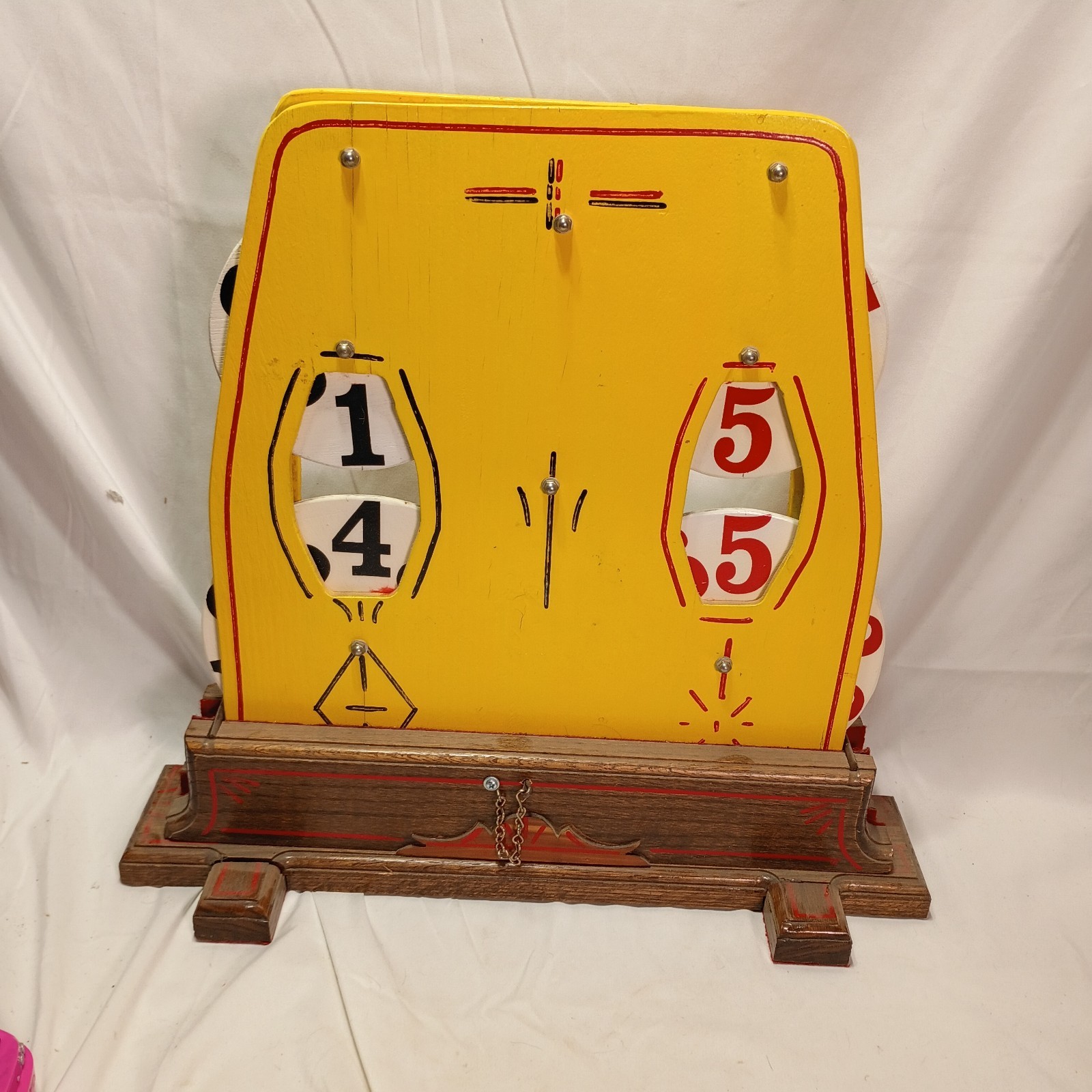 Folk Art Wooden Scoreboard Hand-Painted Carnival Game Counter Vintage Game Room