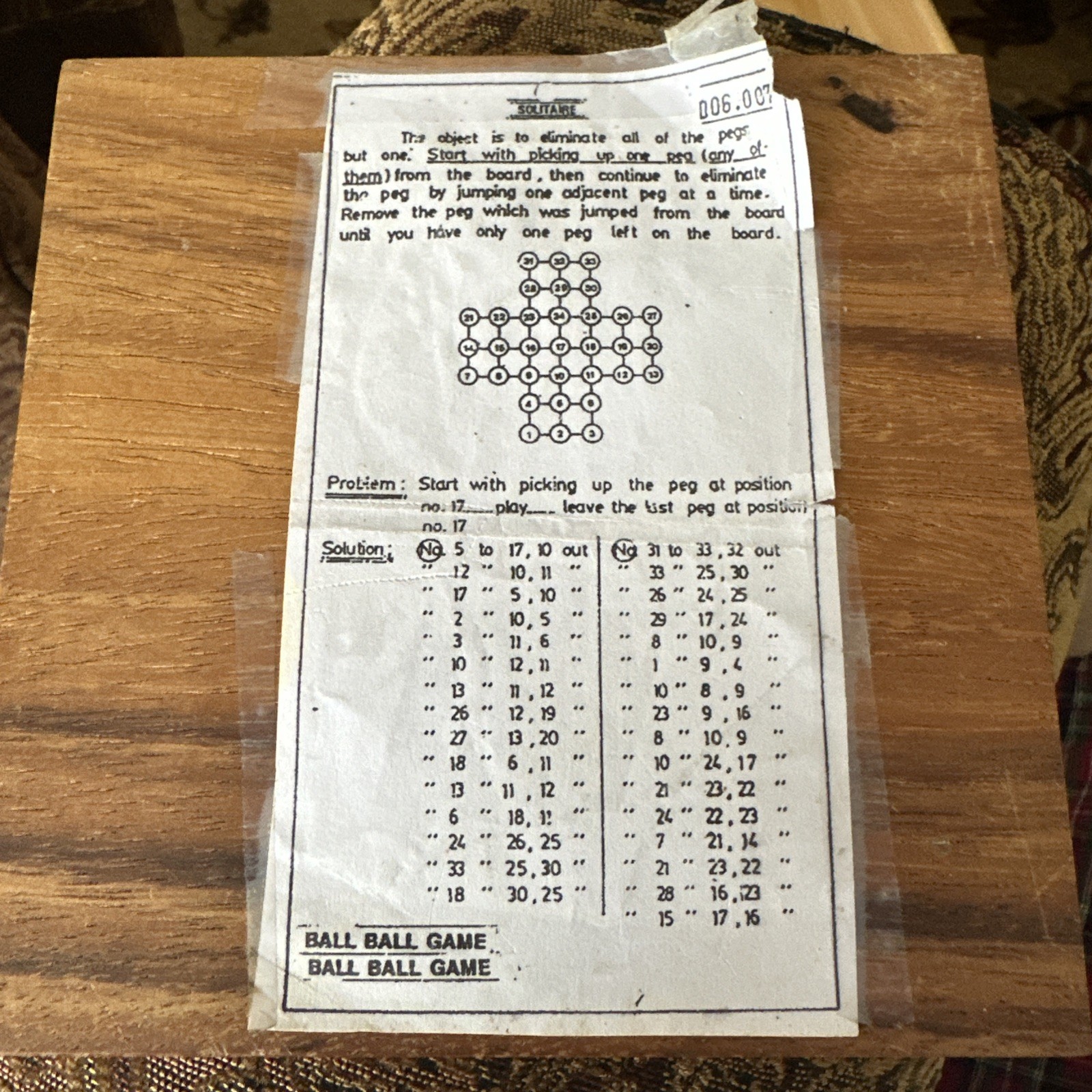 Wood Solitaire Game