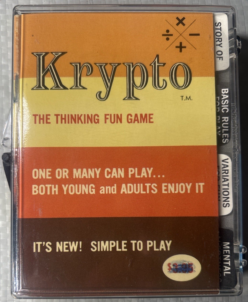 Vintage 1965 Krypto Card Game Complete in Plastic Case Math Strategy Game