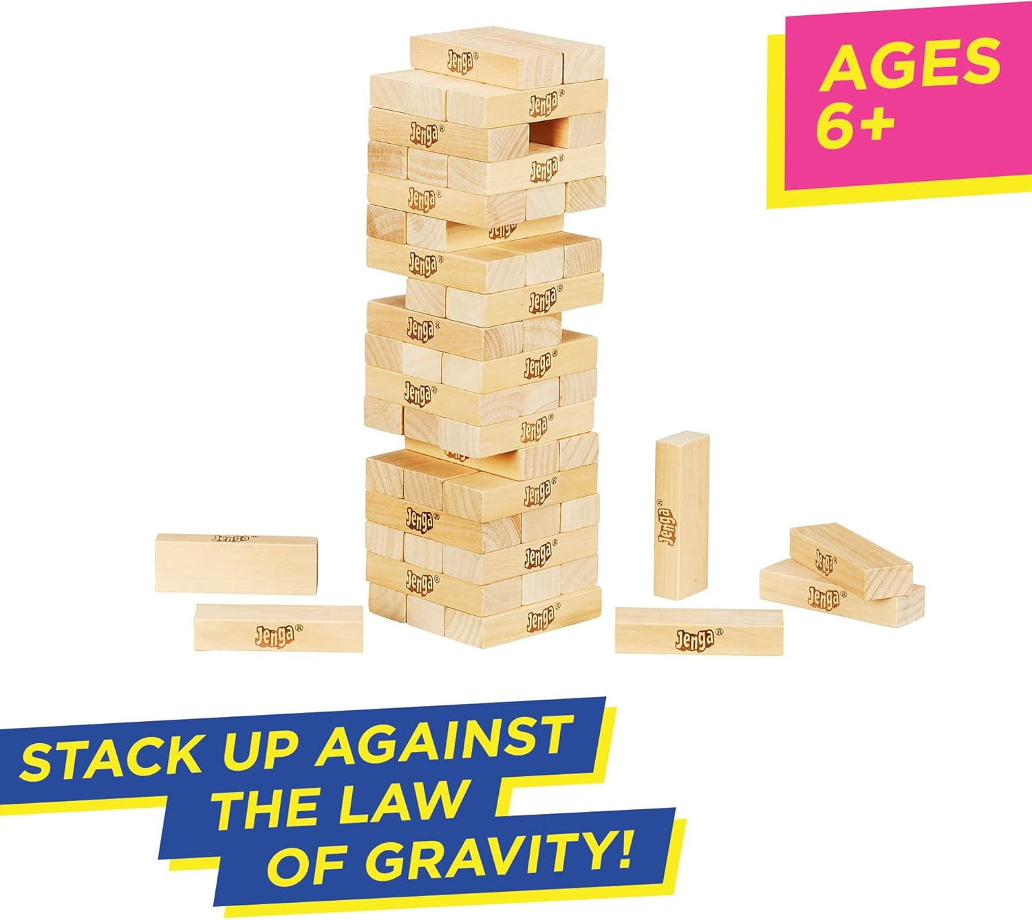 Jenga Game | the Original Wood Block Game with Genuine Hardwood Blocks | Stackin