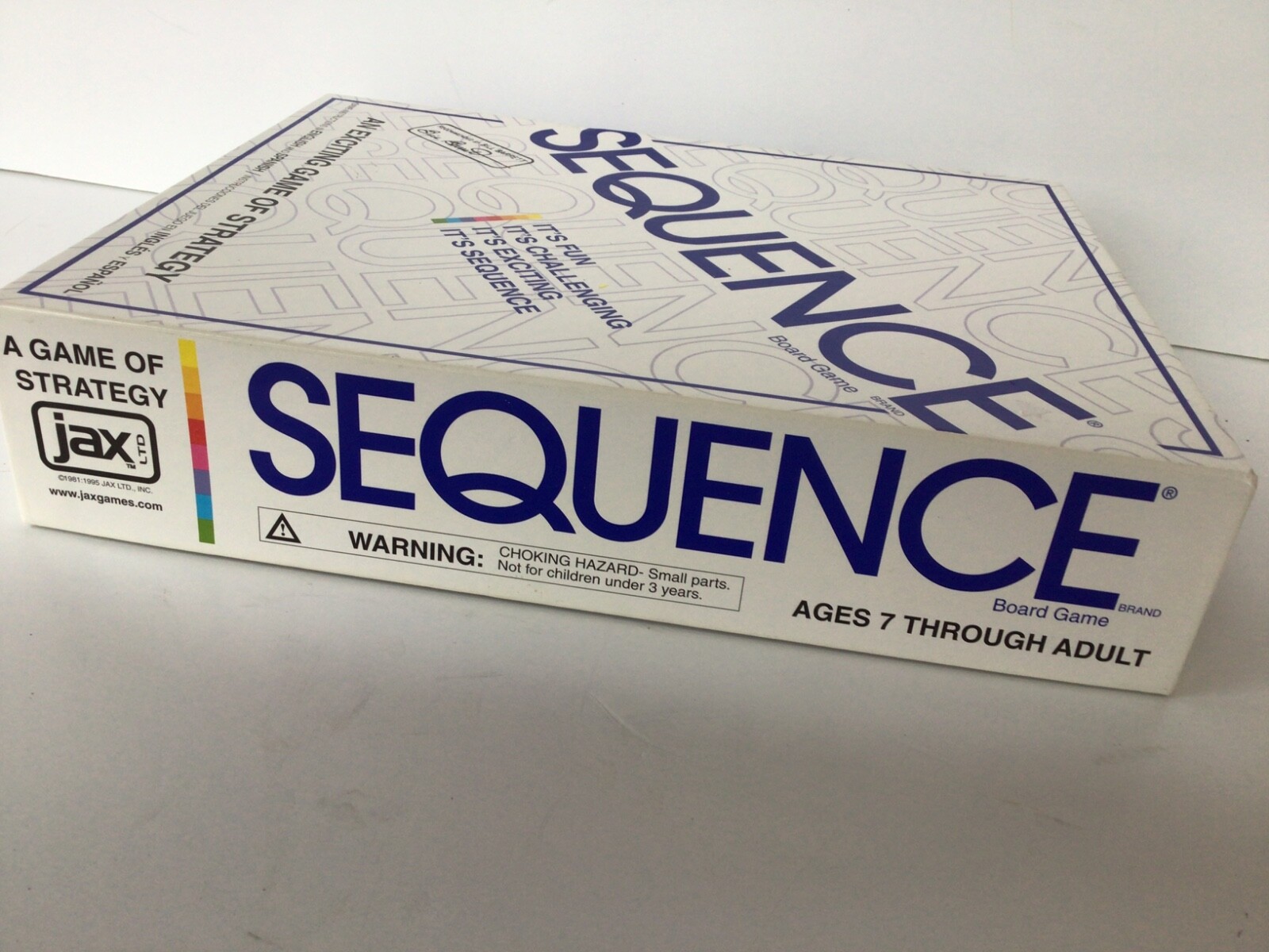 SEQUENCE 1995 JAX STRATEGY BOARD GAME AGE 7 TO ADULT – 2 TO 12 PLAYERS