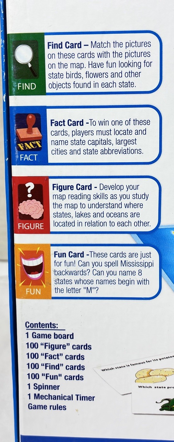 Great States Geography Board Game 400 Question Card Educational Trivia Game Zone