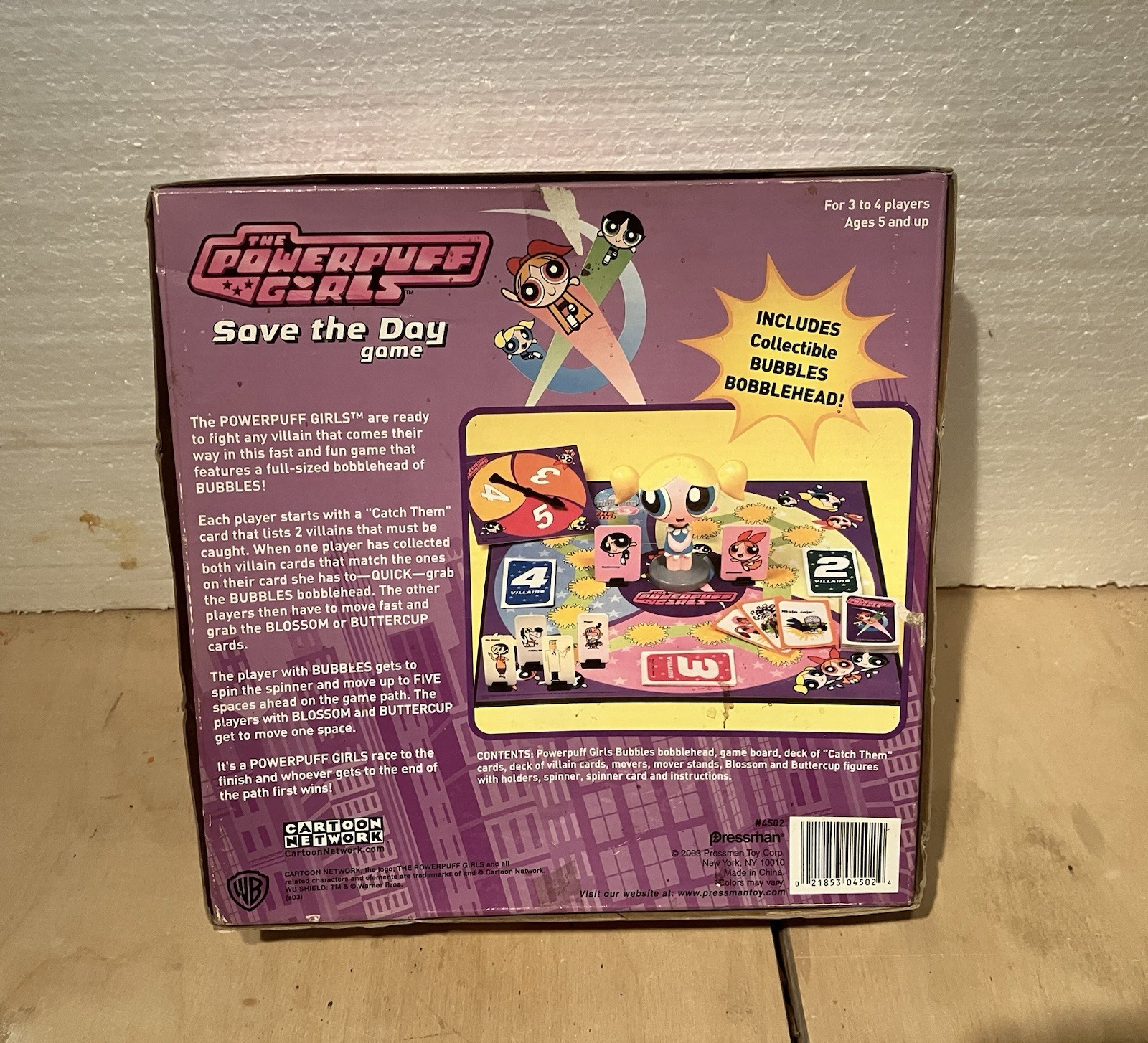 Pressman Cartoon Network Powerpuff Girls SAVE THE DAY GAME BOARD GAME / USED