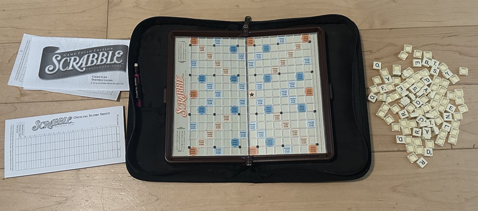 Vintage Travel Scrabble Game Folio Edition and Travel Size, Foldable, Zipper
