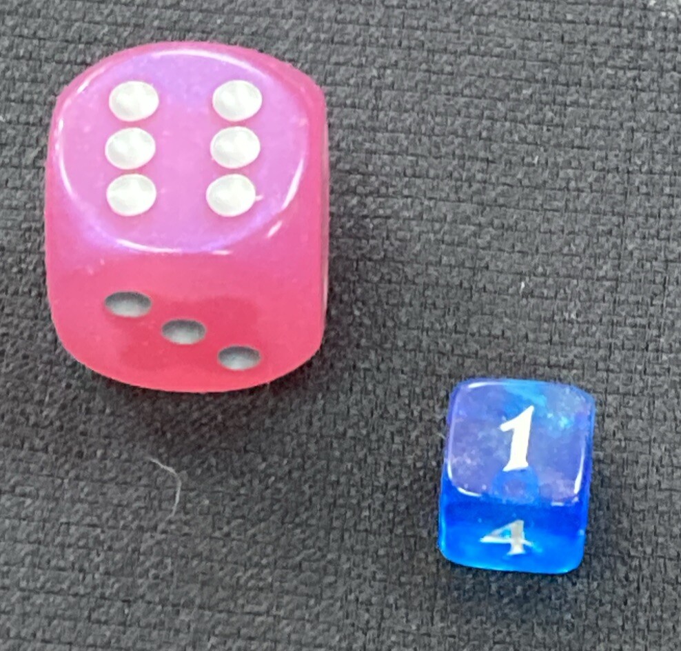 Chessex 30mm Borealis Pink / Silver Luminary x1 D6 DnD RPG
