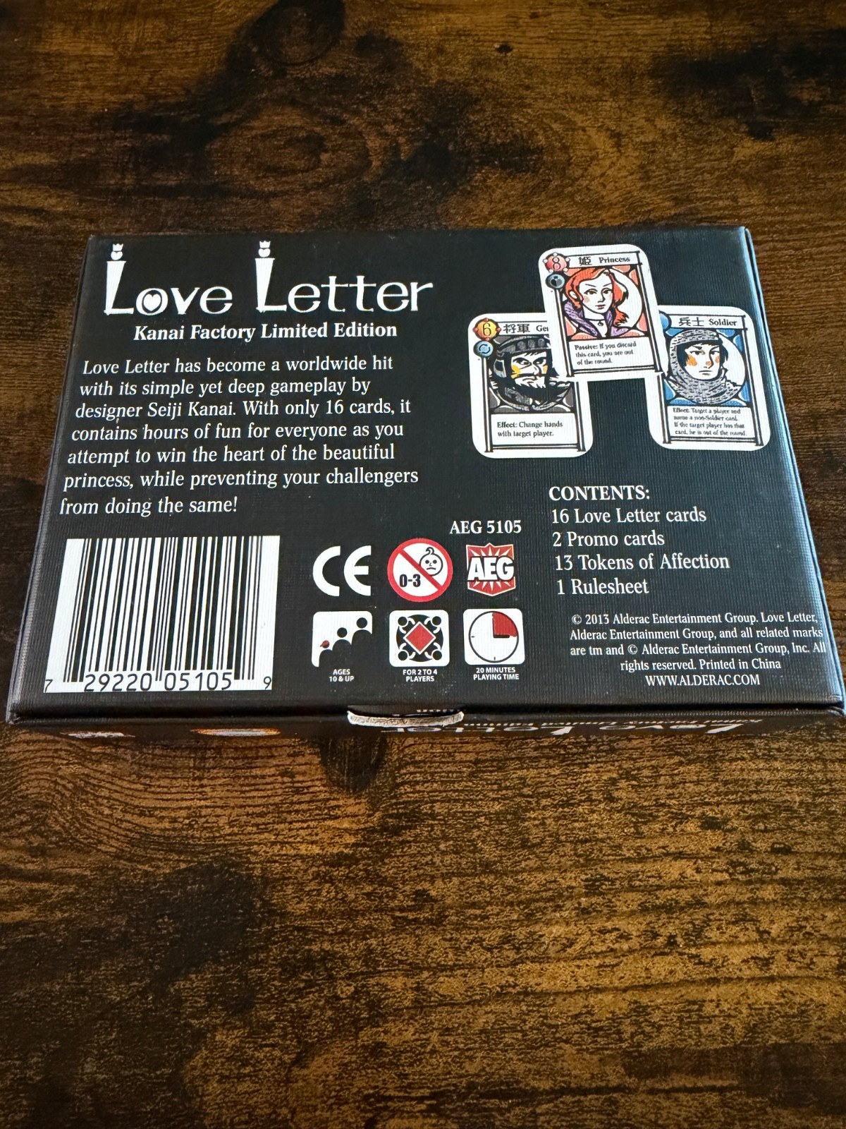 AEG – Love Letter Card Game Kanai Factory Limited Edition Complete used