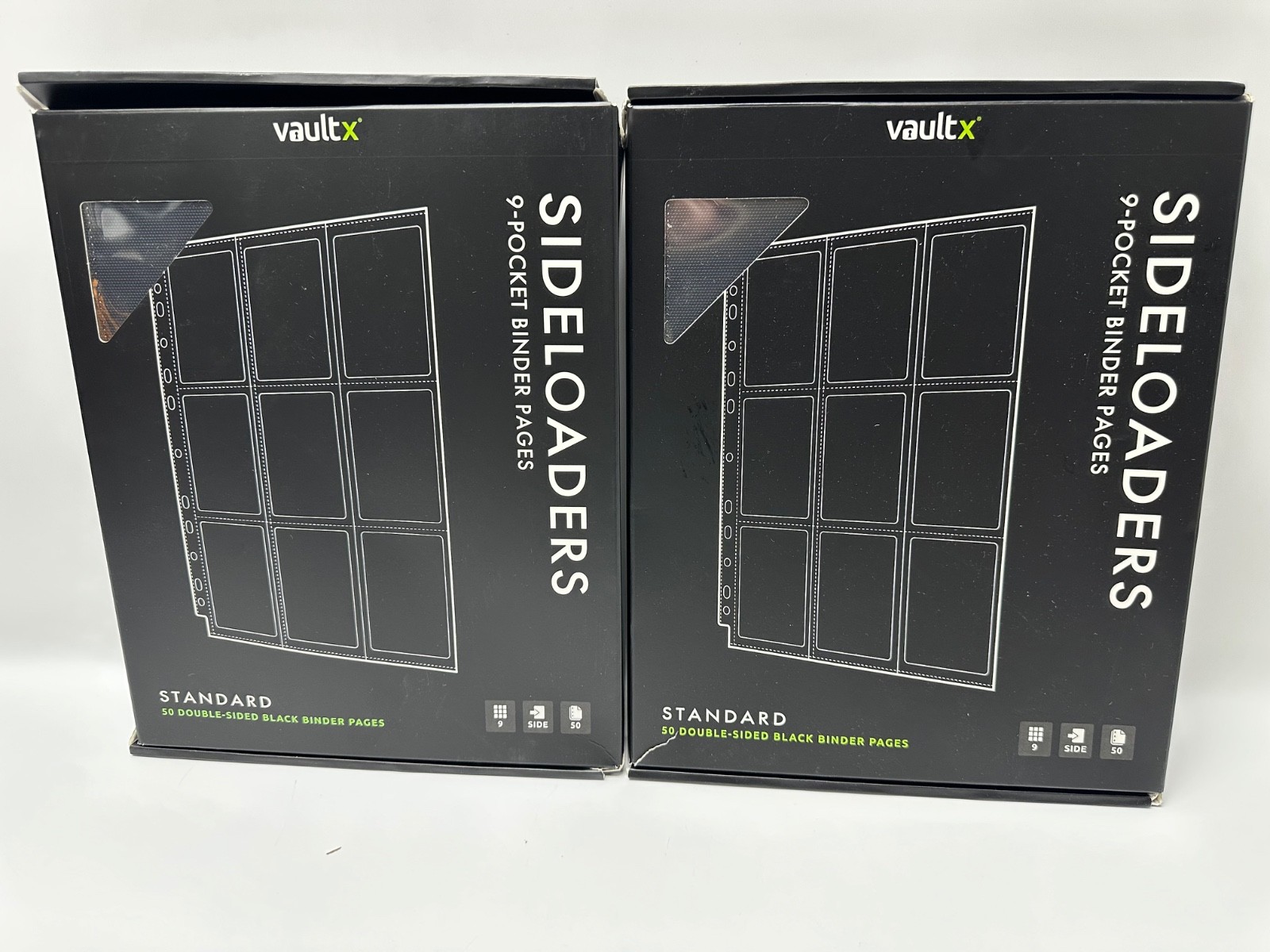 Lot of 2 Vault X 9 Pocket Sideloading Pages for 3 Ring Binder, 50 Pages per box