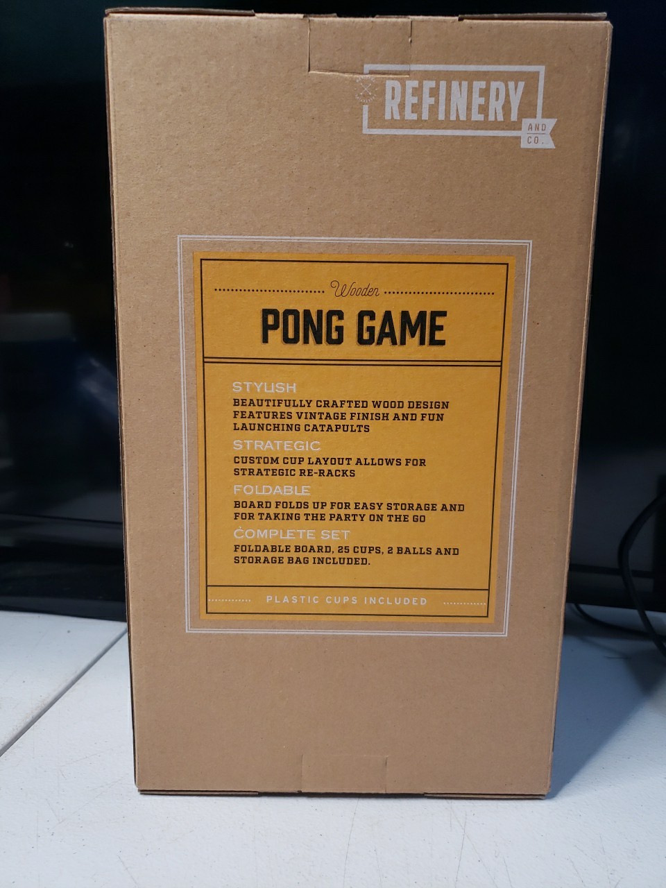 Refinery Wooden Foldable Tabletop Size Beer Pong Drinking Game With 25 Cups