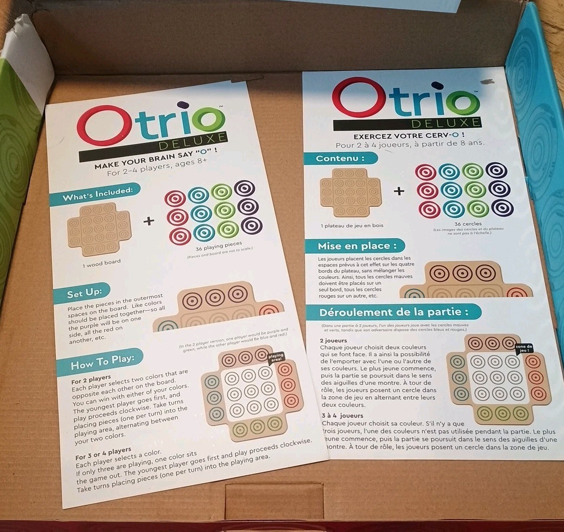 Otrio Deluxe Strategy Game By Marbles Brain Workshop Wooden Board 8+ Years