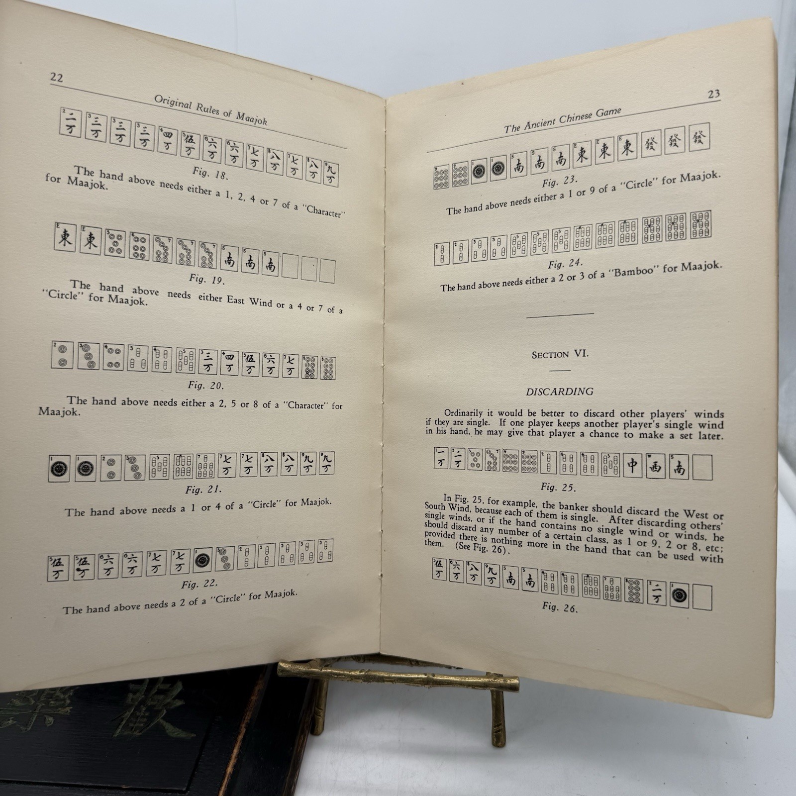 Antique Maajok/Mahjong Set With Original 1923 Book By Y.C. Kim