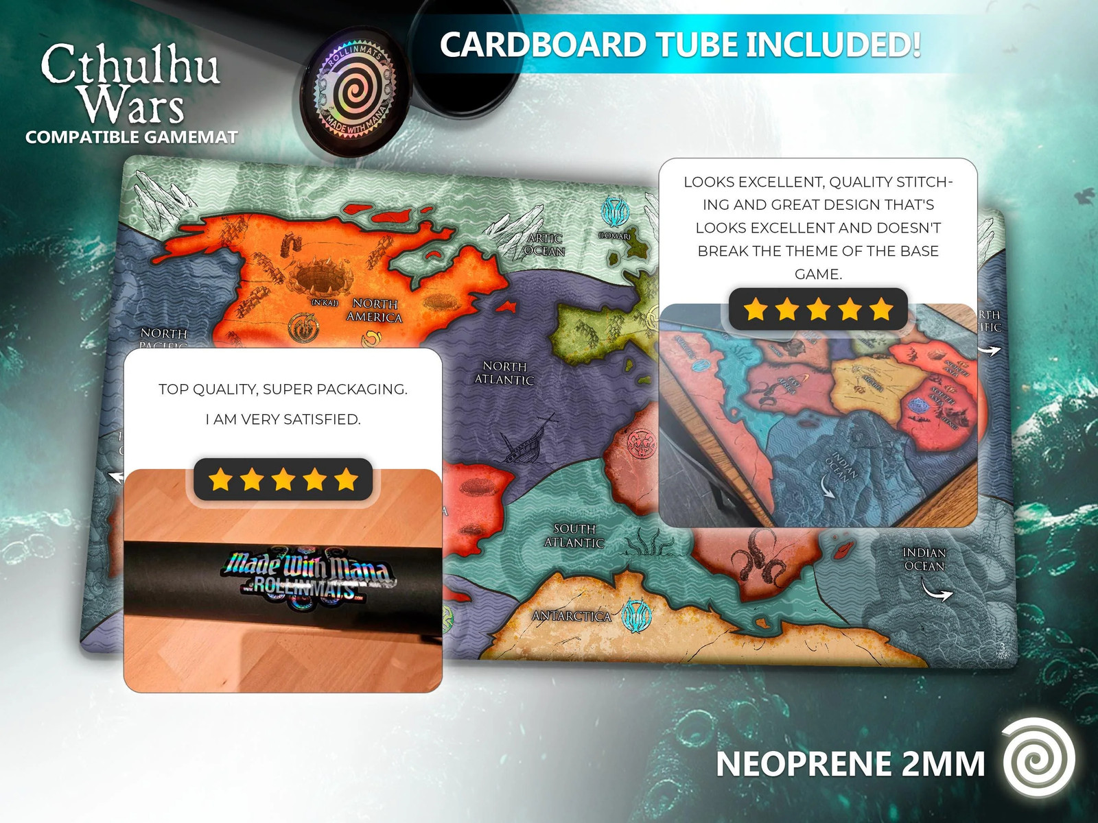 Playmat Cthulhu Wars Compatible Gamemat (Giant / Oversized sizes)