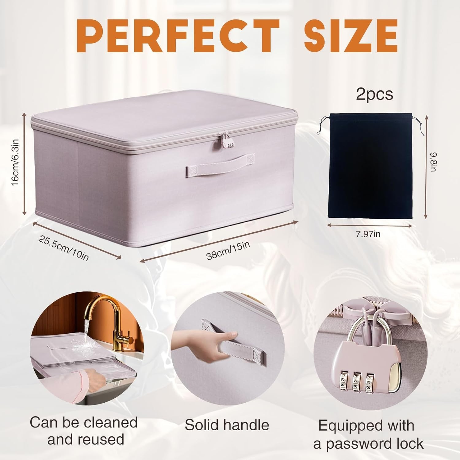 Adult Game Toy Storage Bag with Lock and Handles 15 x 10 Inch Lightweight Design