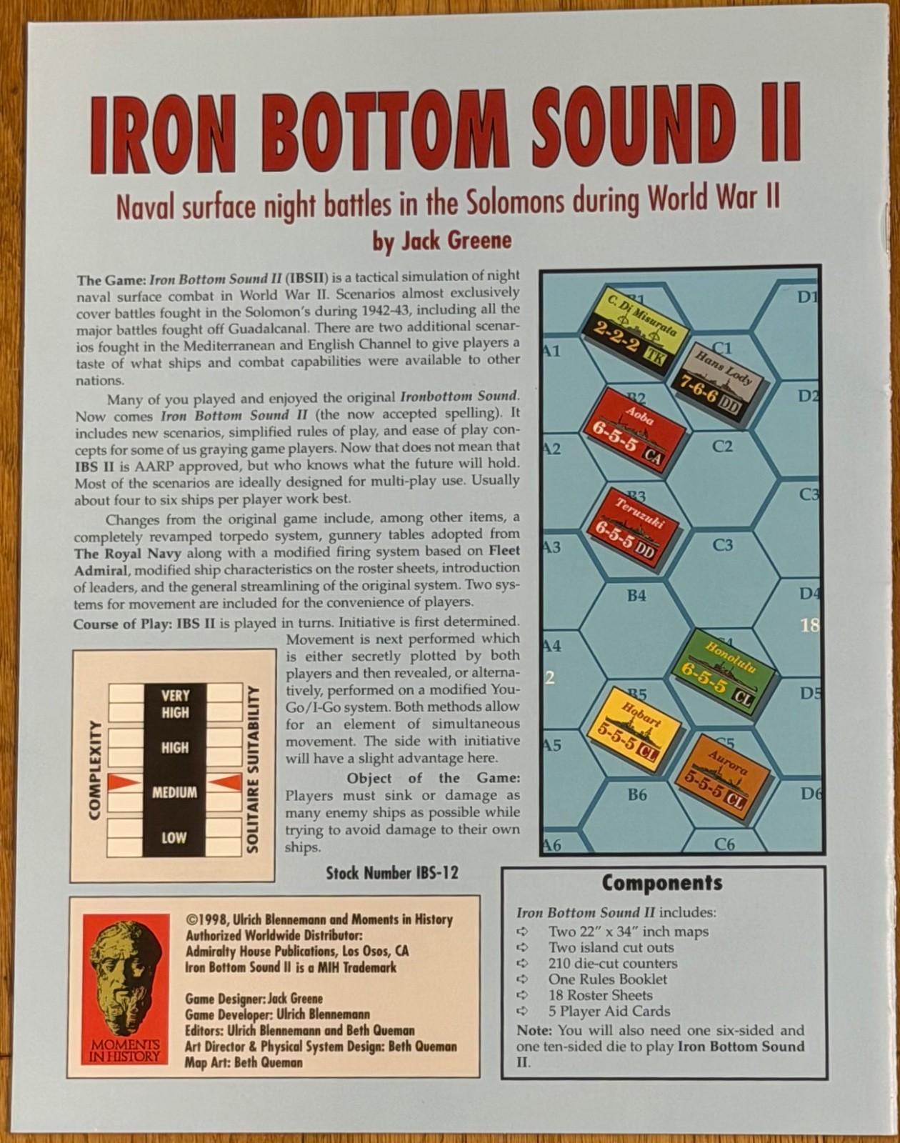 IRON BOTTOM SOUND II Moments in History Board Game Excellent Mint Condition Rare