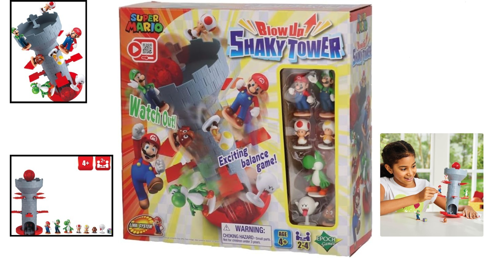 Super Mario Blow Up! Shaky Tower Balancing Game with 7 Collectible Figures