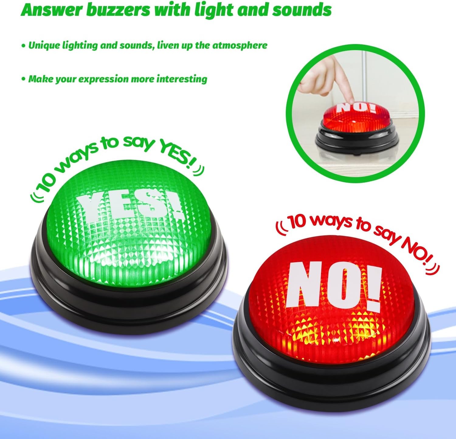 Set of 2 Yes No Answer Buzzers for Game Shows and Party Games