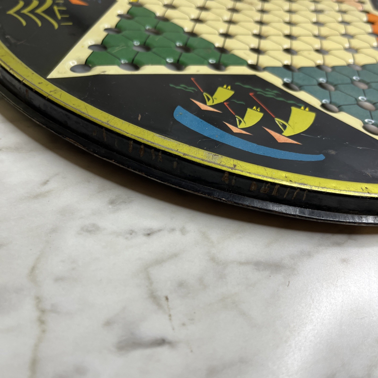 Vintage Pressman Toy Corp Chinese Checker Board Round Metal Multicolor 1153 USA