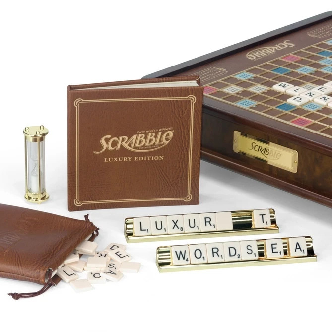Scrabble Luxury Edition with Rotating Wooden Game Board by Winning Solutions New