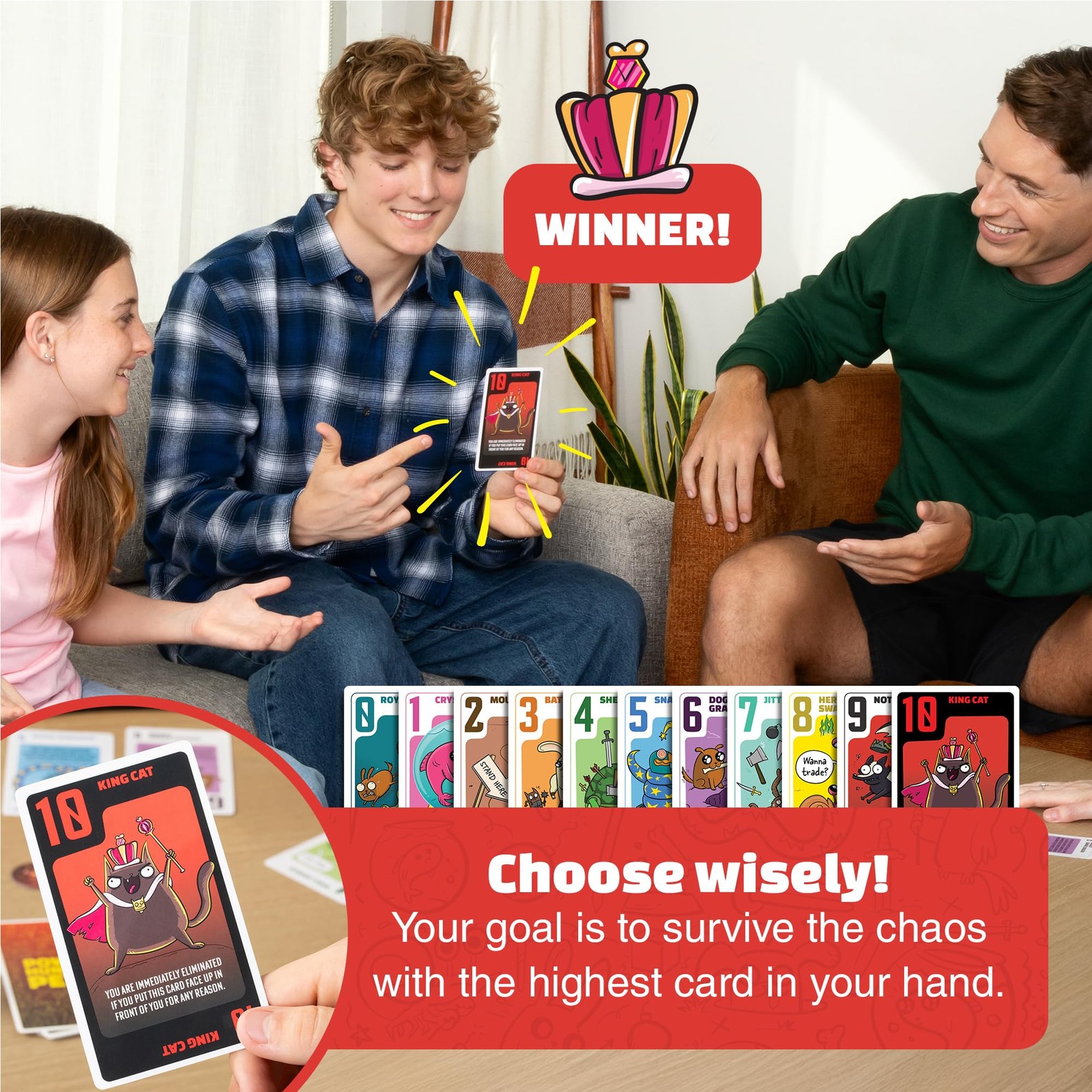 Card Game Exploding Kittens Power Hungry Pets 2-6 Players Ages 7+ Minutes Simple