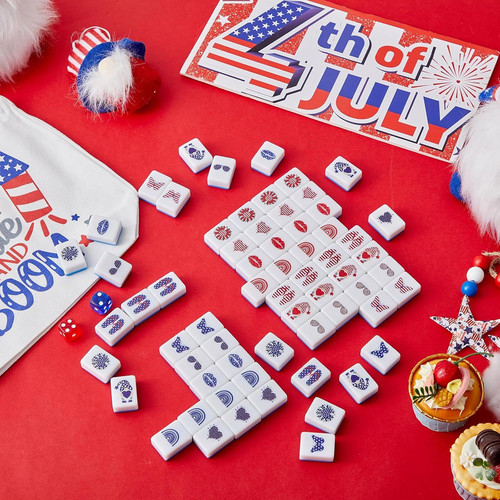 Hollowfly 2 Player Patriotic Mahjong Block Set with Storage Bags 65 Tiles…