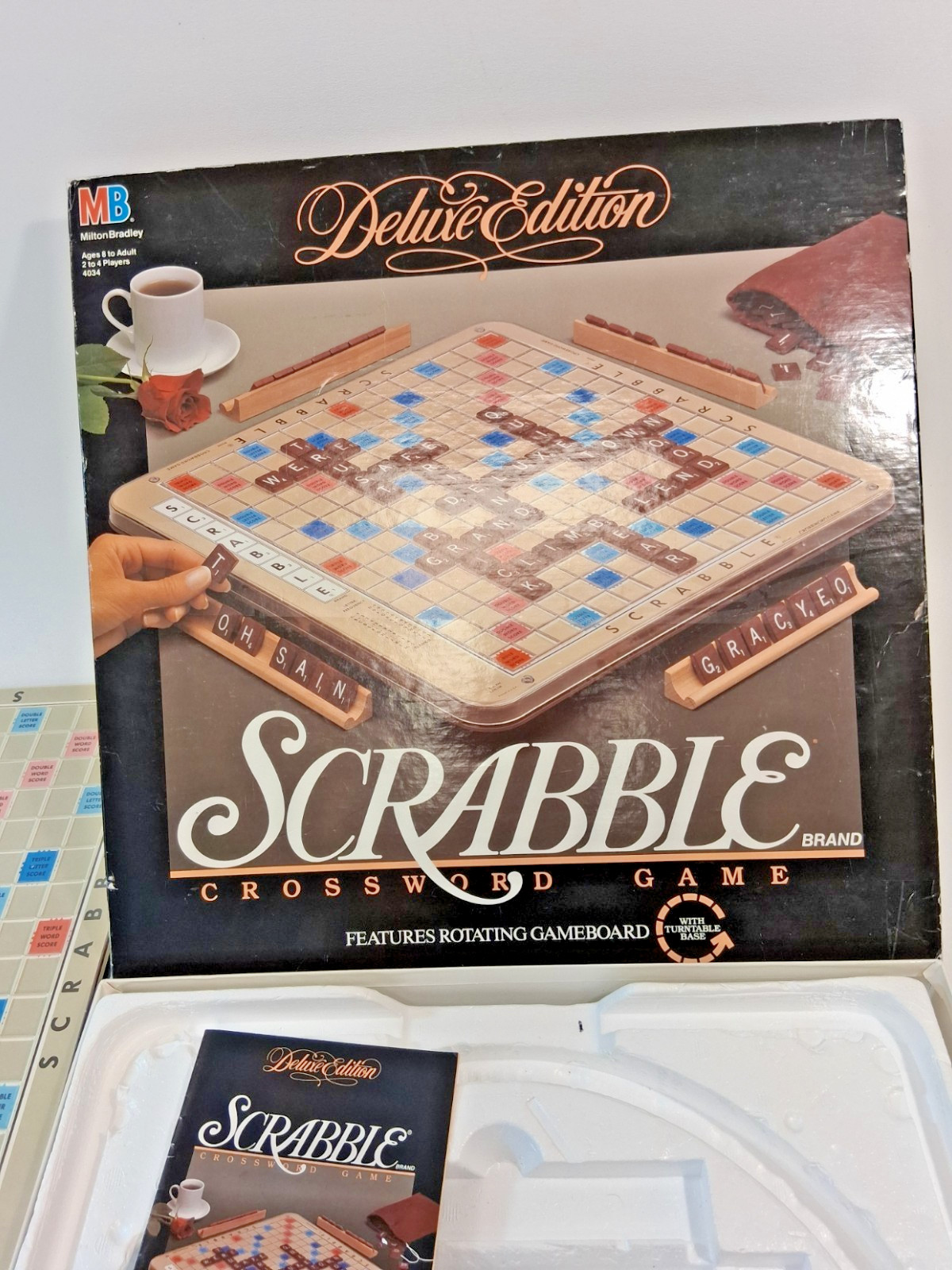 Milton Bradley 1989 #4034 Scrabble Deluxe Edition Game Turntable All 100 Tiles