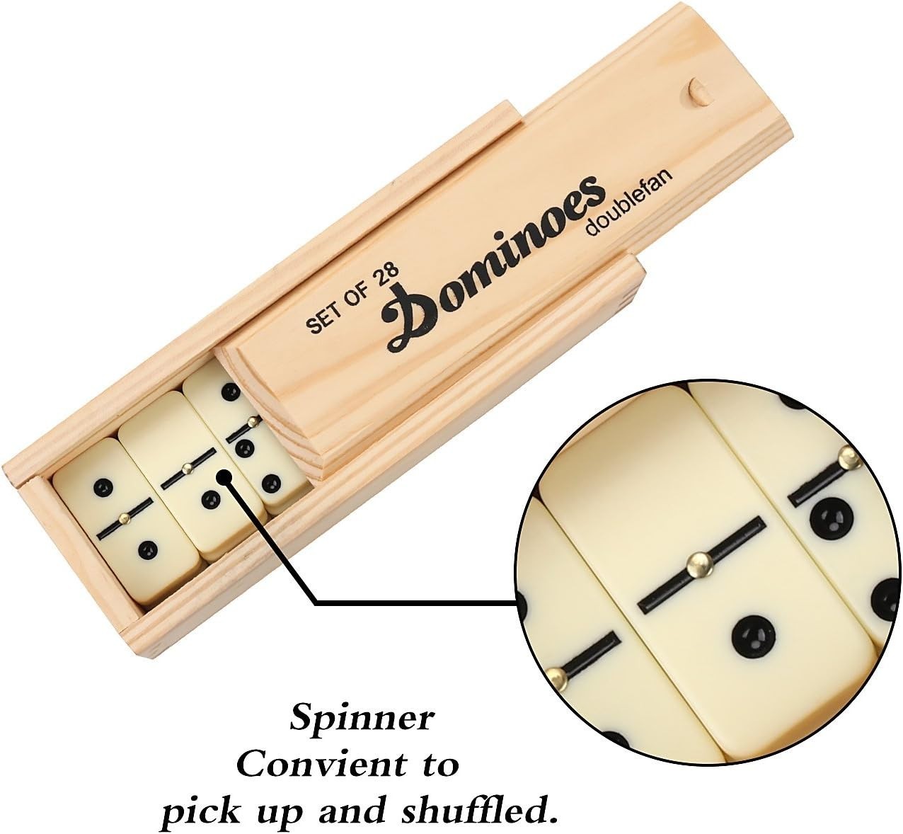 Dominoes Set for Adults, Dominos Set with 28 Ivory Tiles, Double Six Dominos Gam